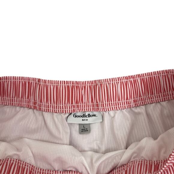 Goodfellow & Co Swim Trunks Red White Lined Bathing Suit Size Men's Large - Picture 3 of 3